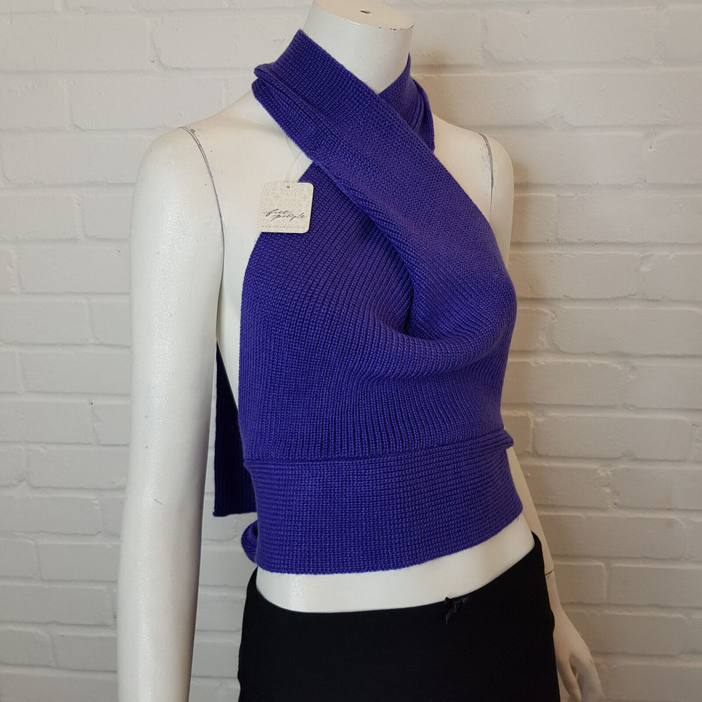 Free People Beach Orchid Convertible Tank Top Medium UK 12 Purple Knit Halter BN - Picture 3 of 10